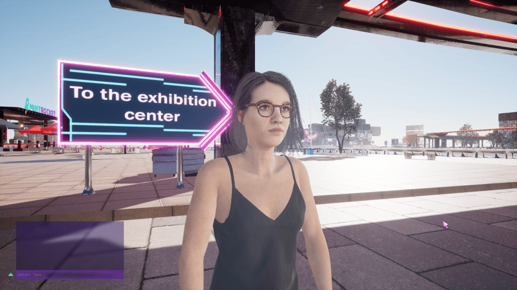 Screenshot of a character with black hair and black clothes in the Endix digital event.