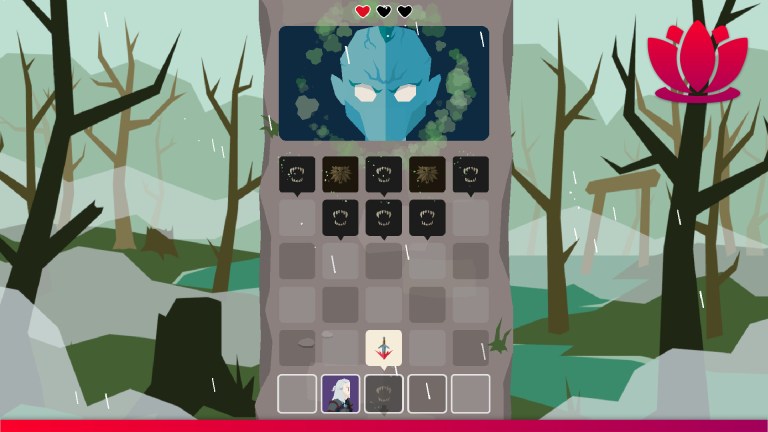 Reigns: The Witcher gameplay screenshot with tile-based combat.