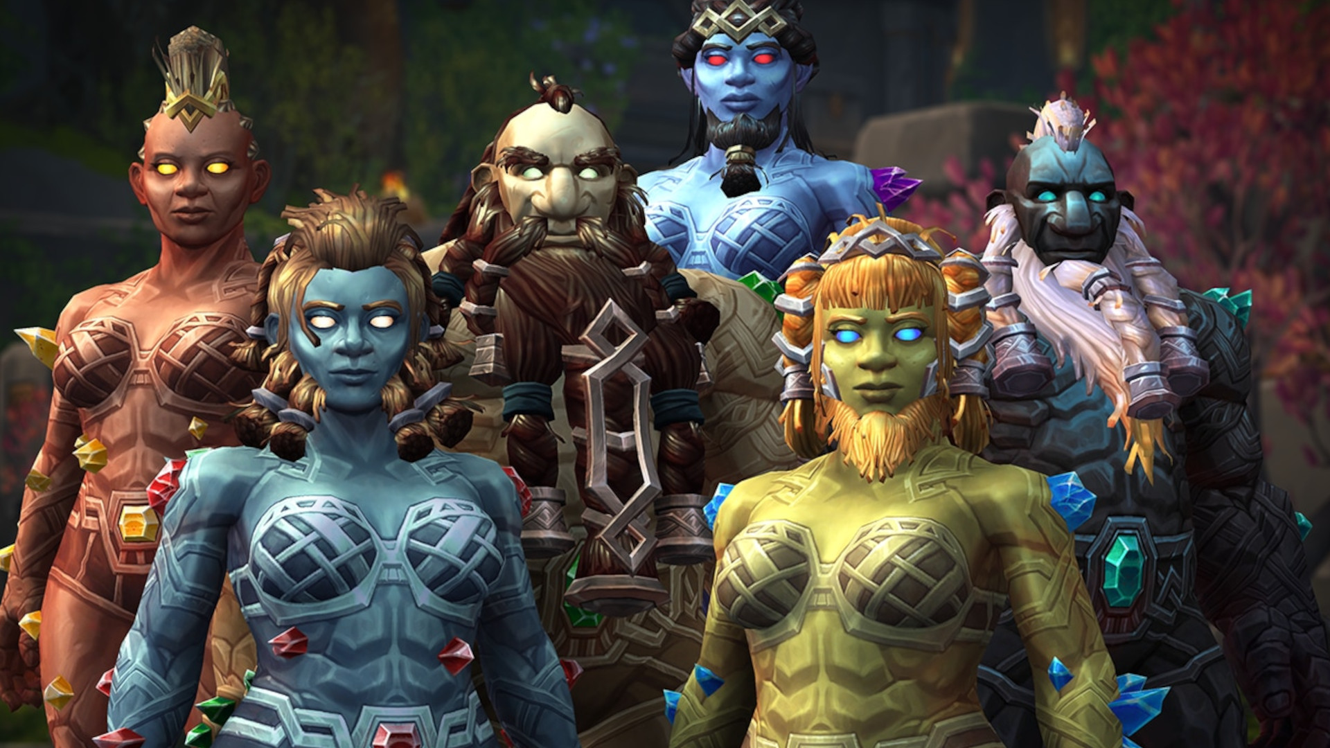 World of Warcraft screenshot of a group of earthern standing together.