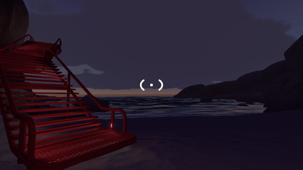 Big Walk game screenshot of a sunset on the beach.
