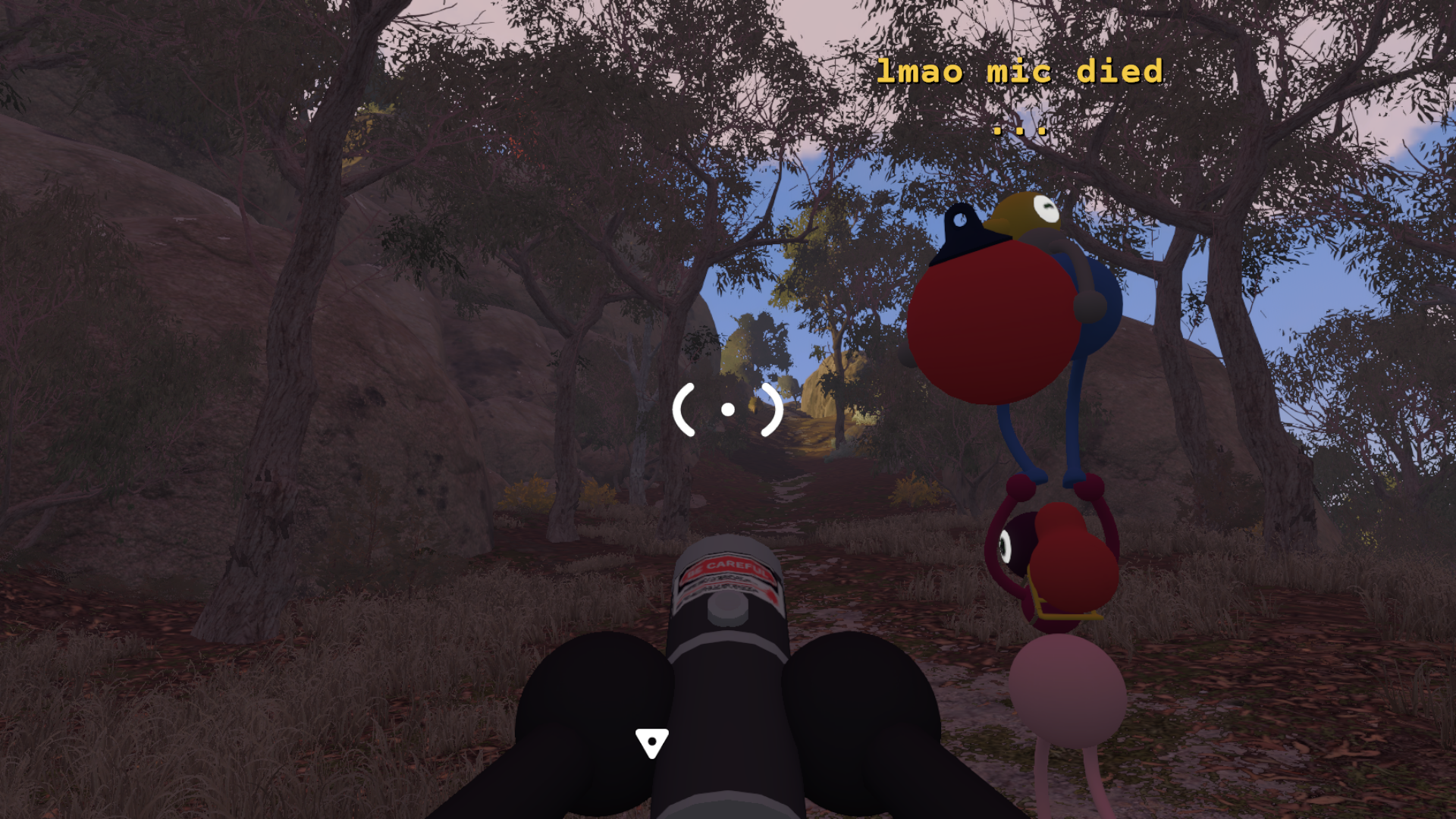 Big Walk game screenshot with a character carrying their friend through a forest.