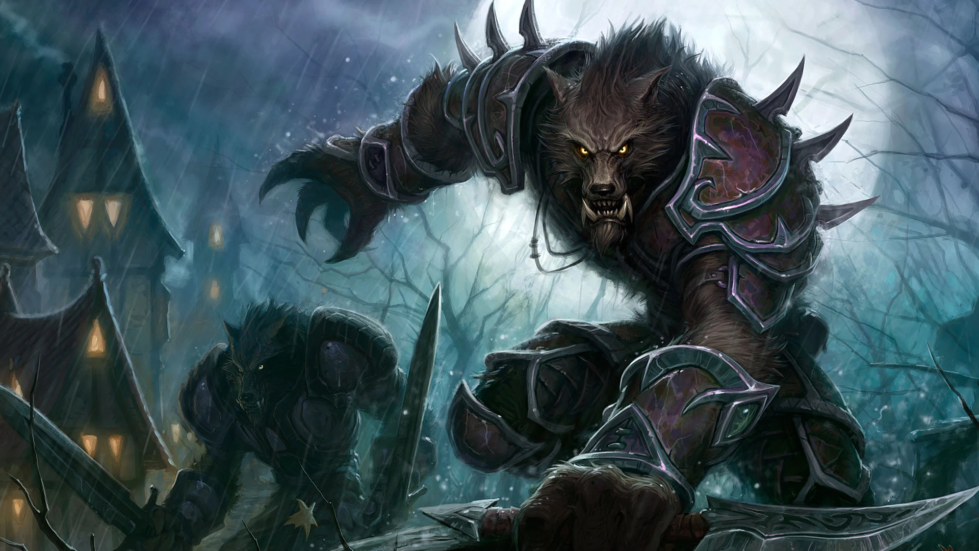 World of Warcraft screenshot of a worgen werewolf warrior.