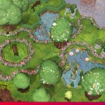 Screenshot of hex tile game Flame, Forest and Flood with a cute floral garden.