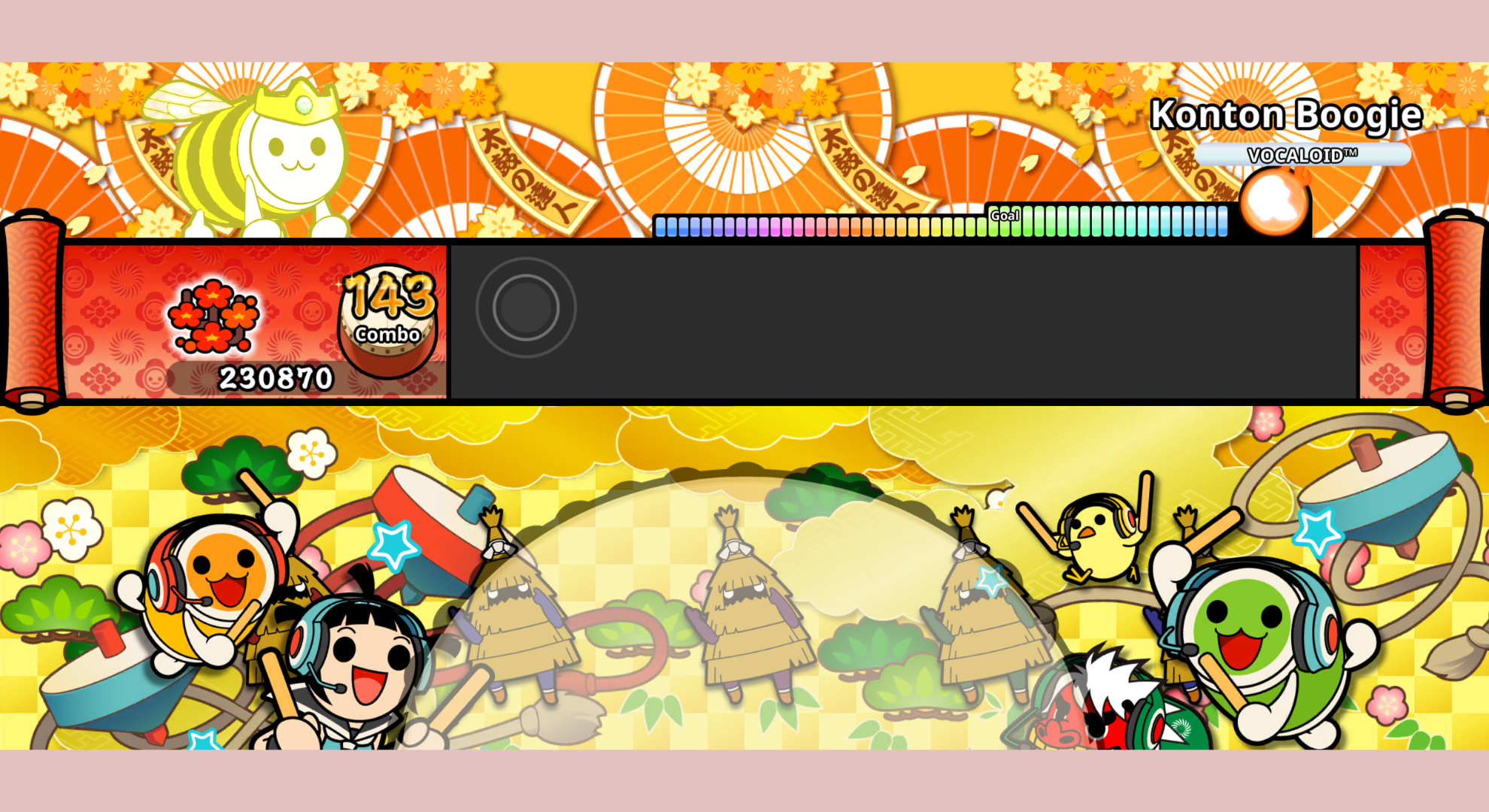 Taiko Pop Tap gameplay screenshot with a colourful beat chart.