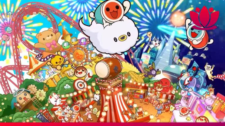 Taiko Pop Tap key art with colourful characters in a fairground.