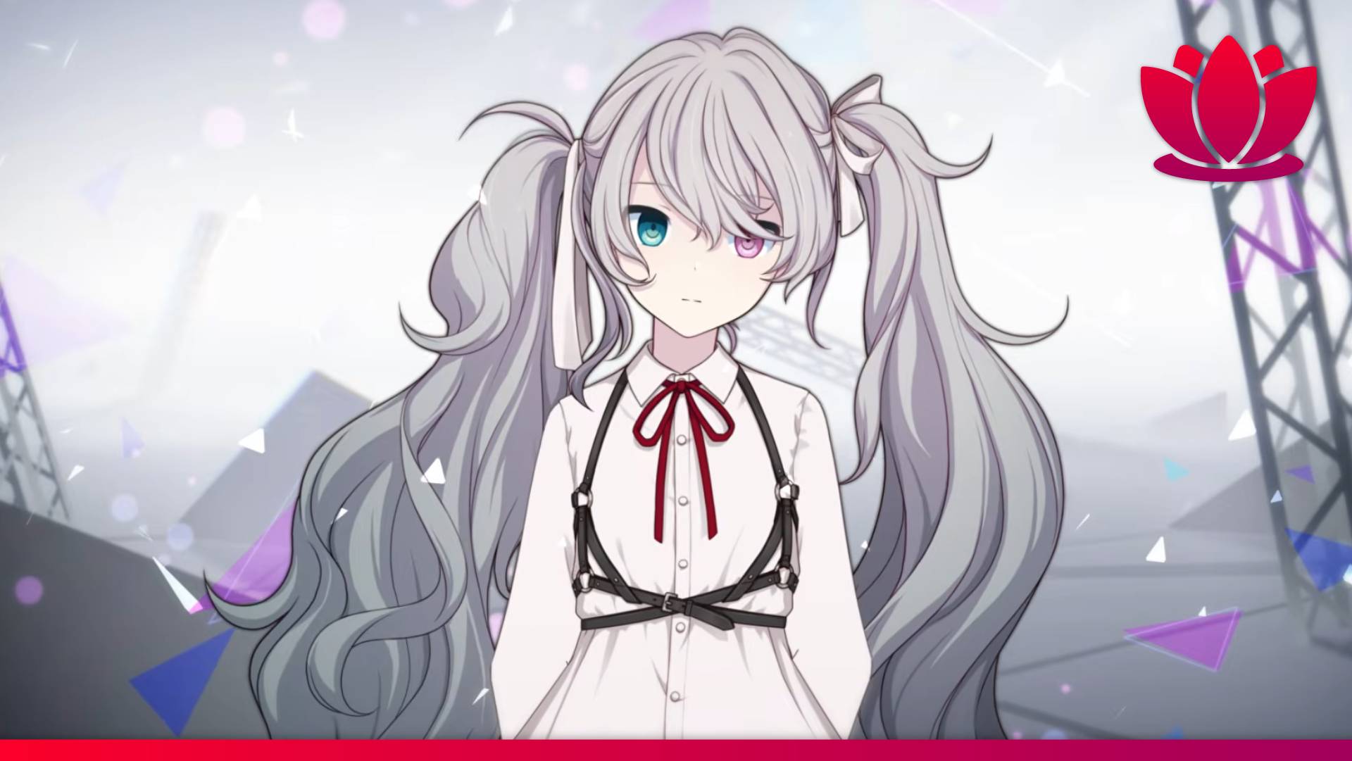 Hatsune Miku with grey hair in Colorful Stage video screenshot.
