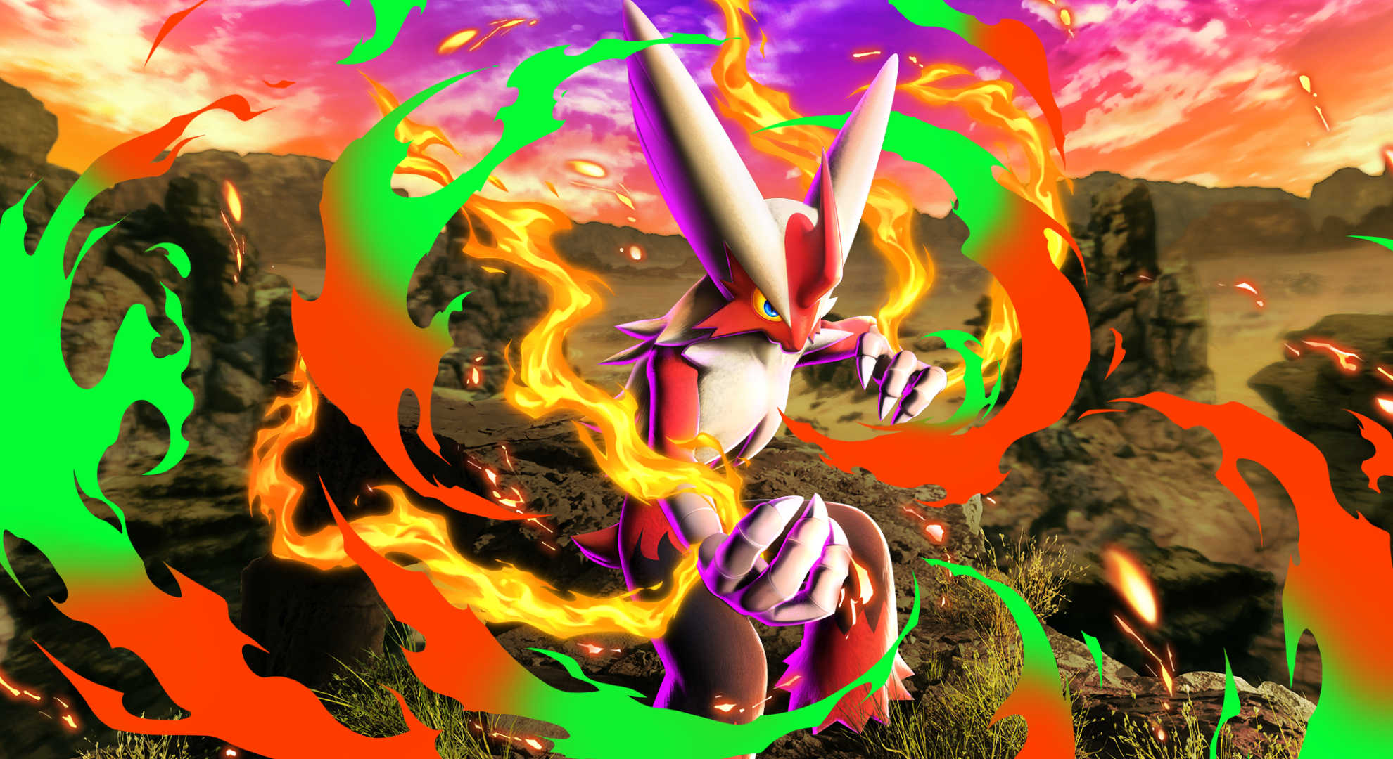 Pokémon TCG Pocket key art showing Mega Blaziken.