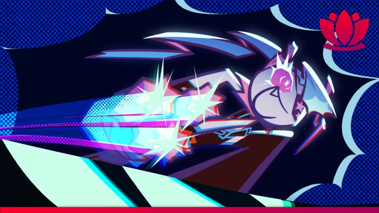 Cookie Run: Kingdom key art showing a Cookie in a pop art style with electric blue background details.