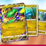 Pokémon Pocket cards showing Dragon type Pokemon in a spread with a blurry background.