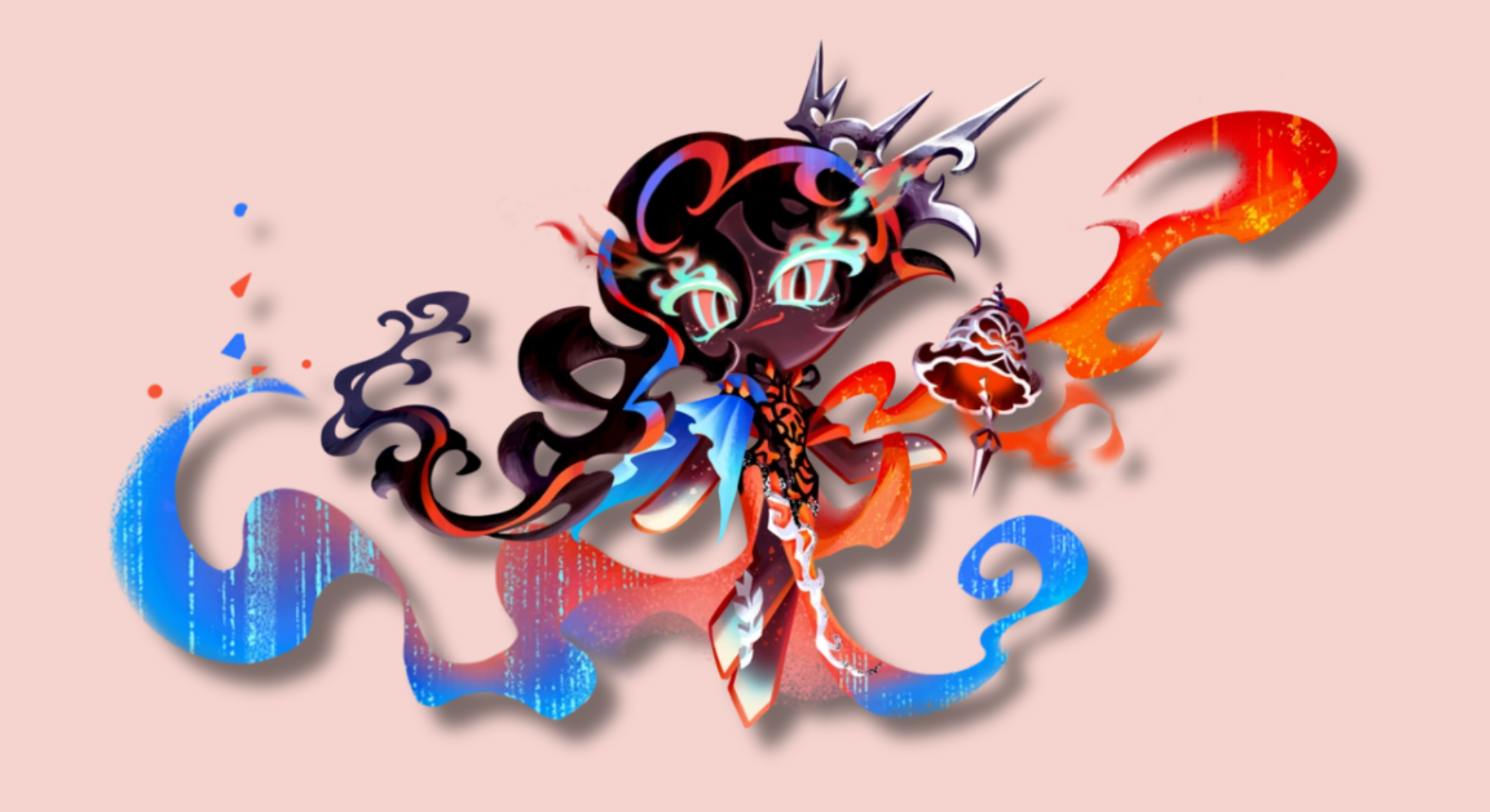Nether Queen Cookie from Cookie Run: Kingdom on a pink background.